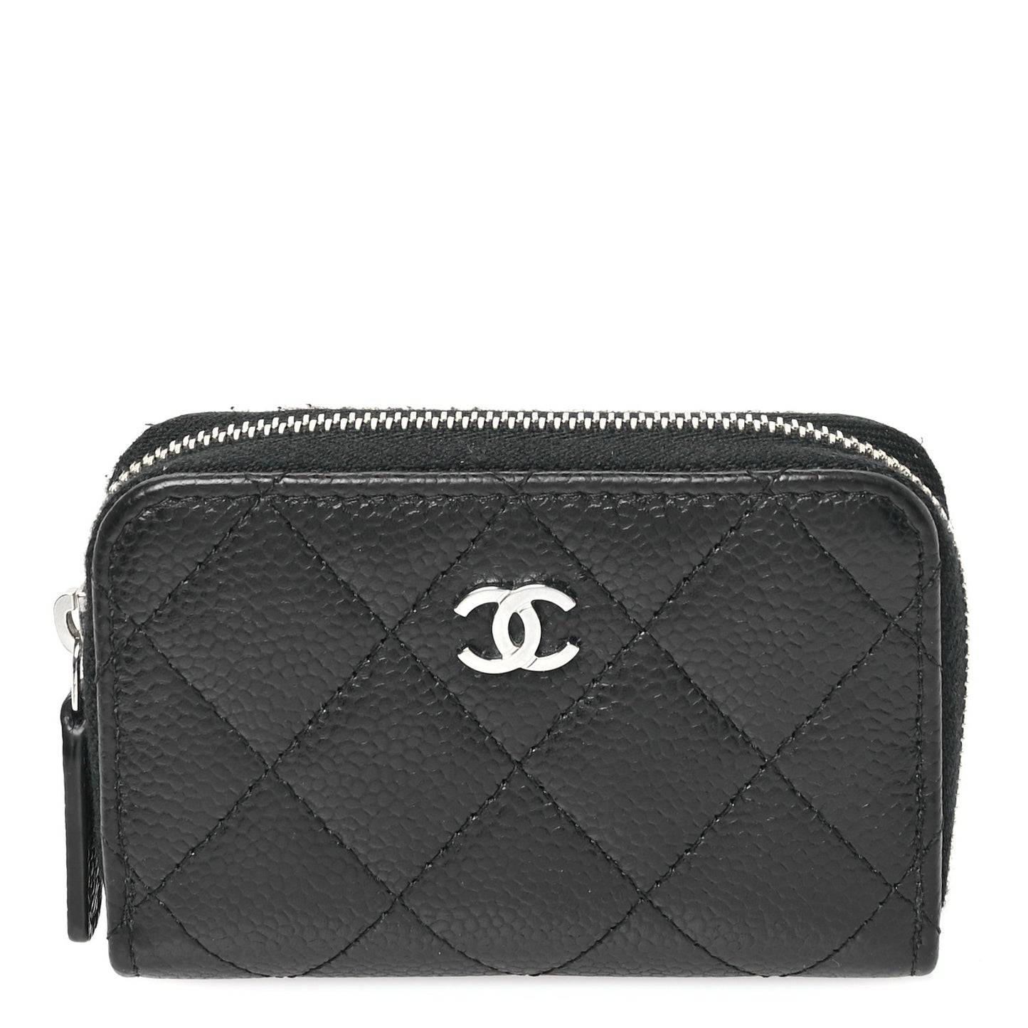 Caviar Quilted Classic Zipped Coin Purse Black