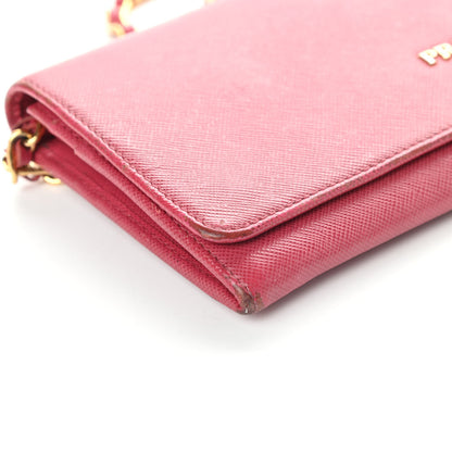 Prada Saffiano Metal Oro Chain Wallet Peonia 14 of 18