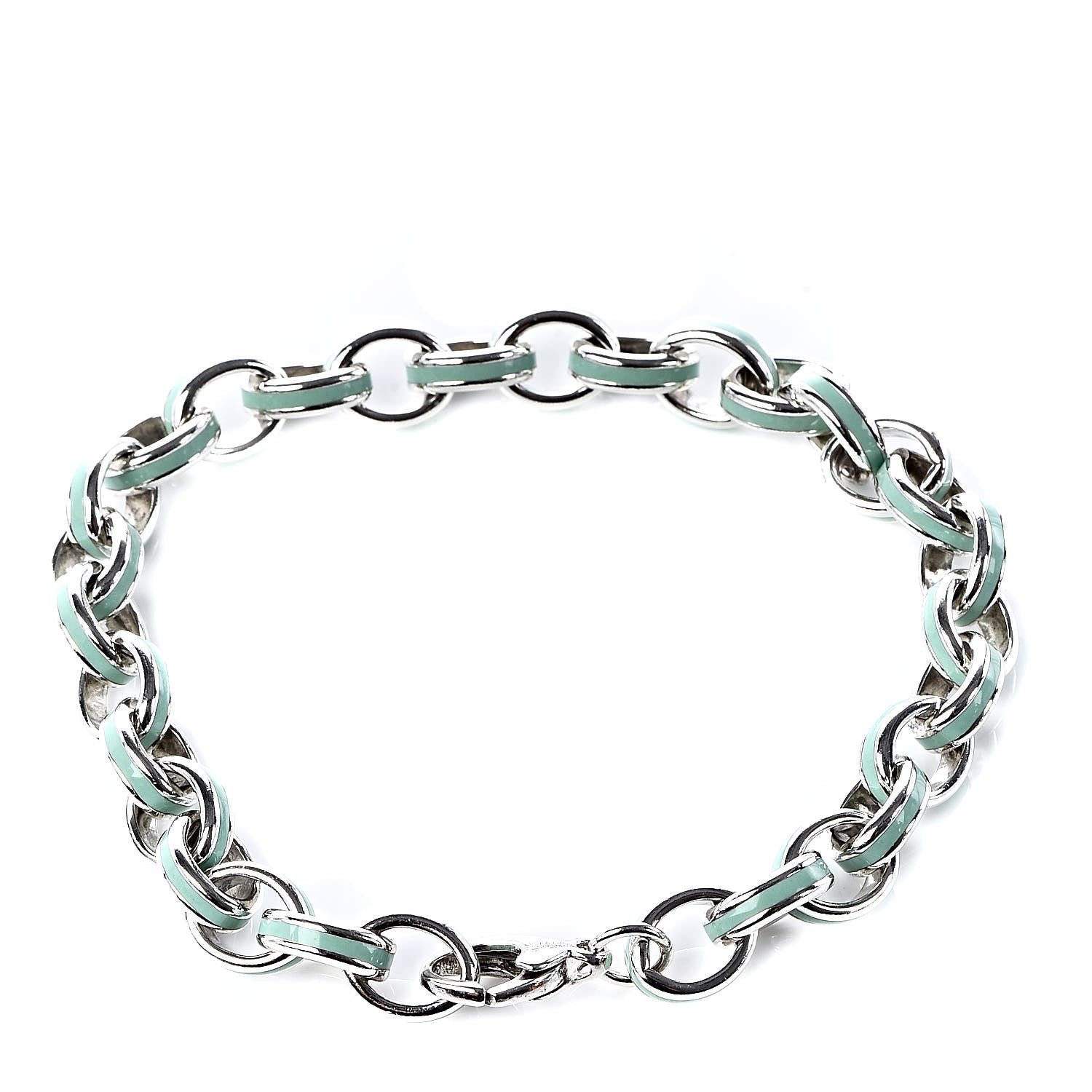 Tiffany Sterling Silver Enamel Oval Link Bracelet Blue 3 of 4