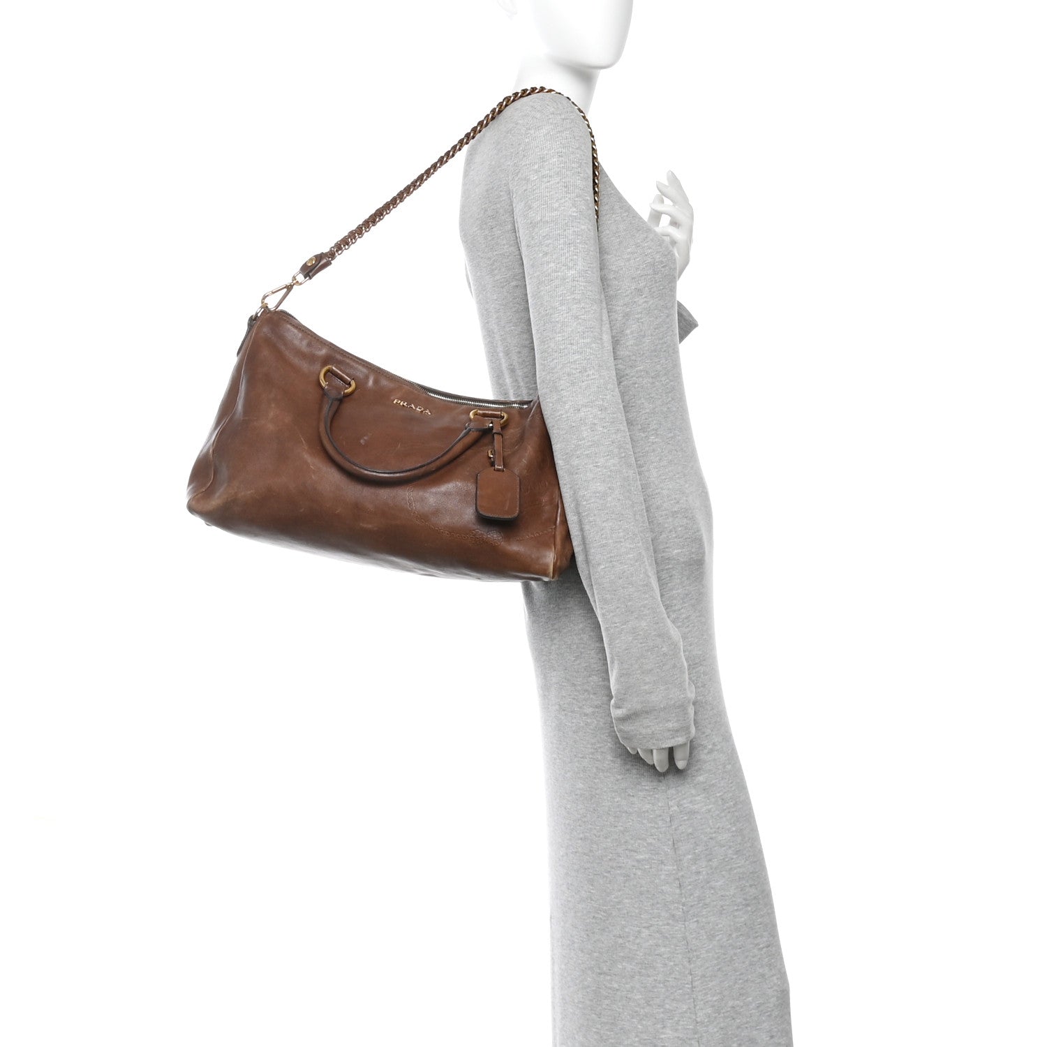 Prada Soft Calf Shopping Tote Brown 2 of 11