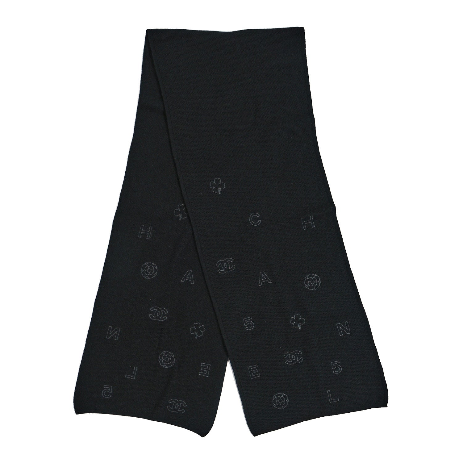 Chanel Cashmere Lucky Charms Scarf Black 2 of 3