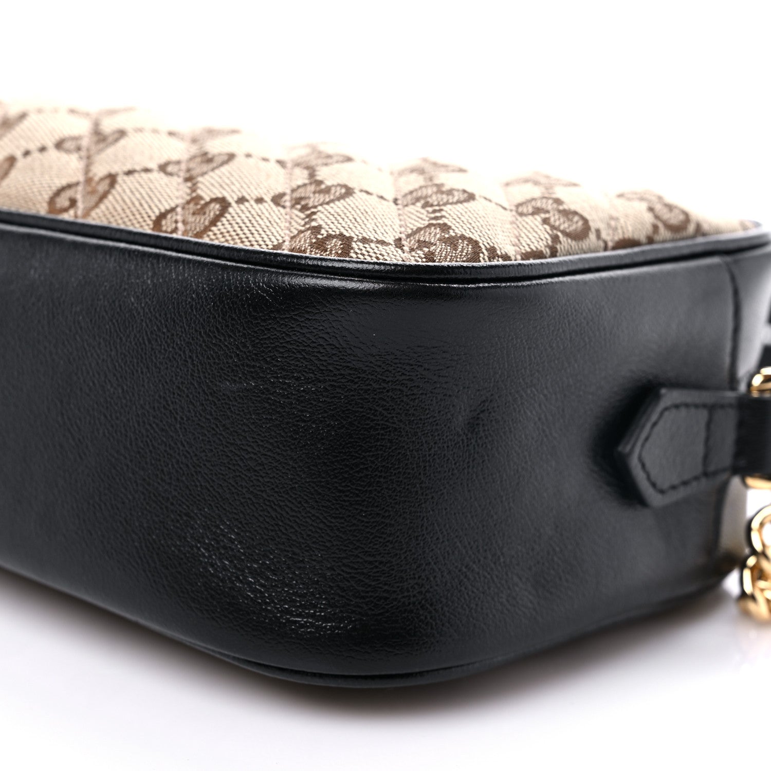Gucci Monogram Matelasse Diagonal Small GG Marmont Chain Shoulder Bag Beige Black 9 of 9