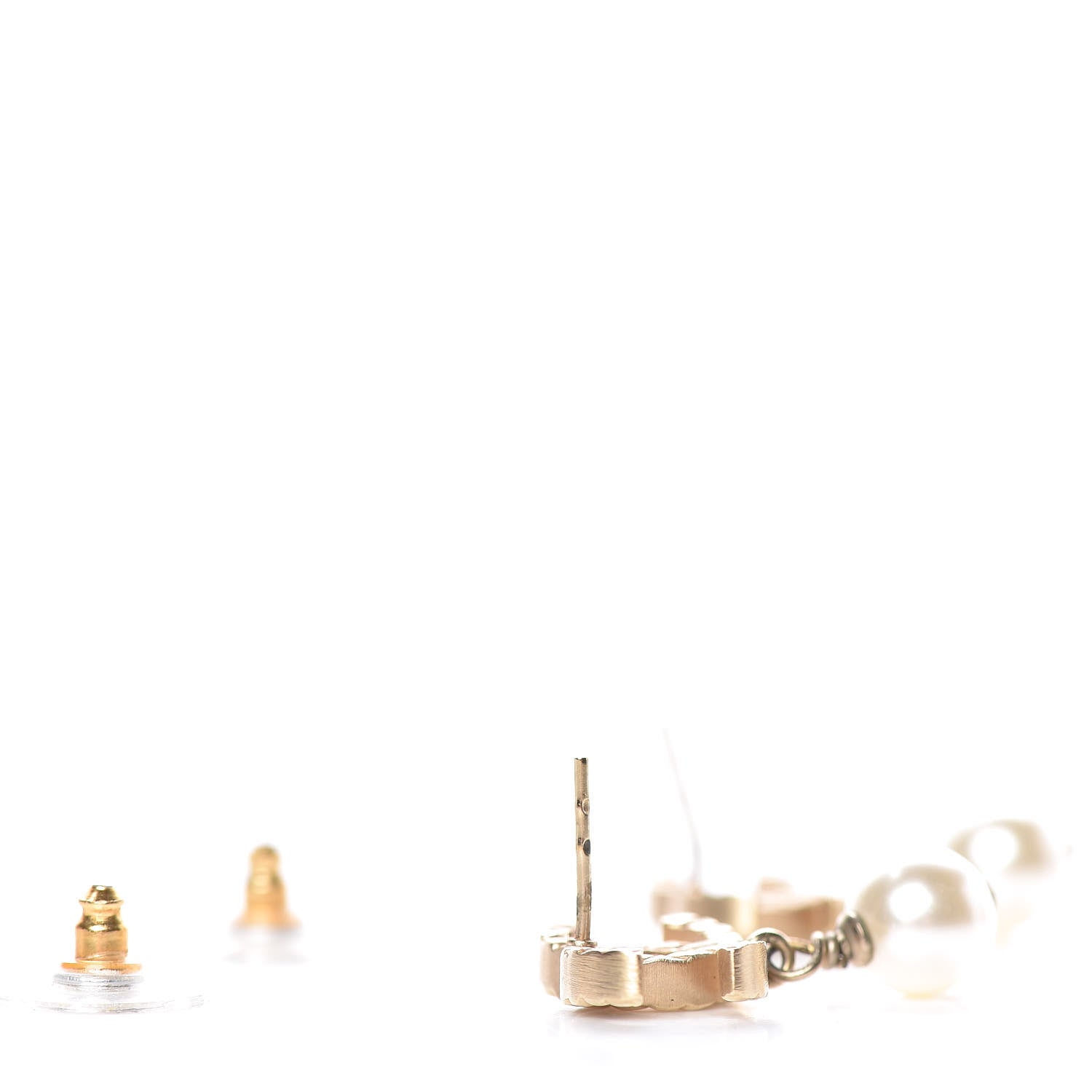 Chanel Pearl Quilted CC Drop Earrings Gold 3 of 4