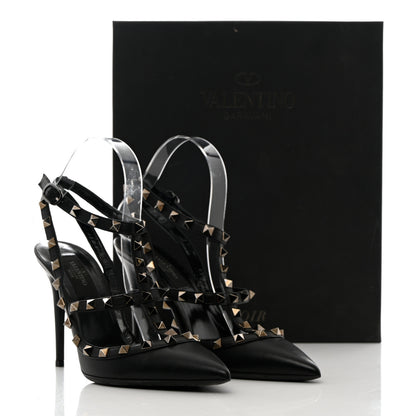 Valentino Garavani Calfskin Nappa Rockstud Ankle Strap 100mm Pumps 37.5 Black 12 of 12