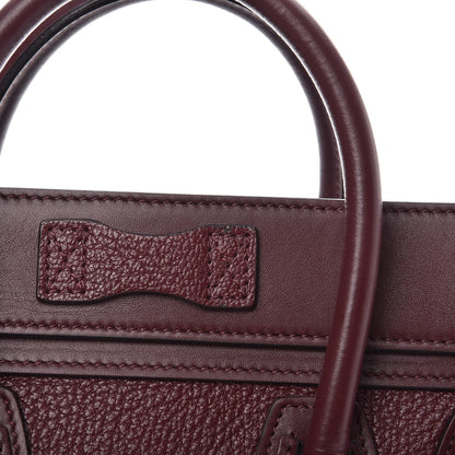 Celine Smooth Calfskin Goatskin Nano Luggage Burgundy 8 of 9