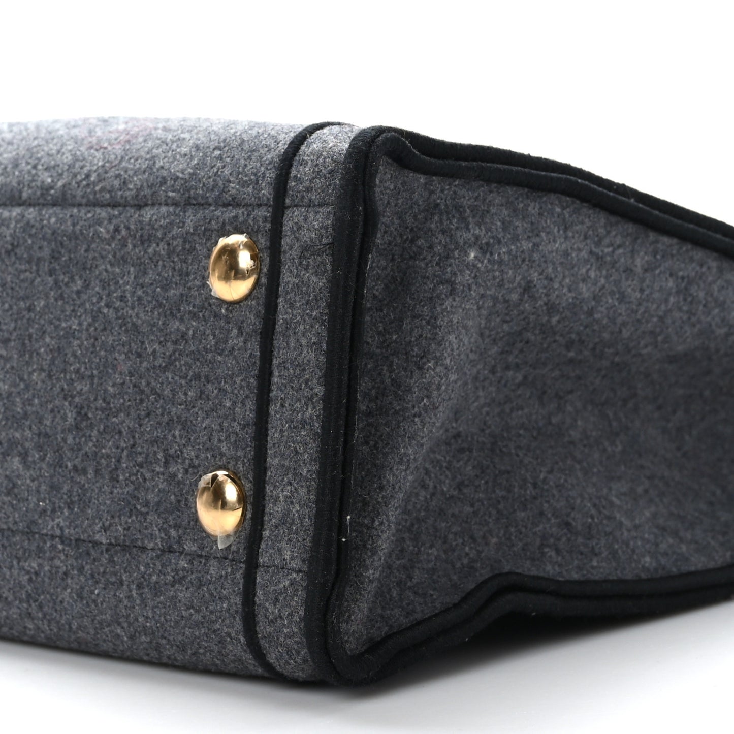 Melange Flannel Satin Logo Embroidered Threaded Edge Shopping Tote Grigio Black