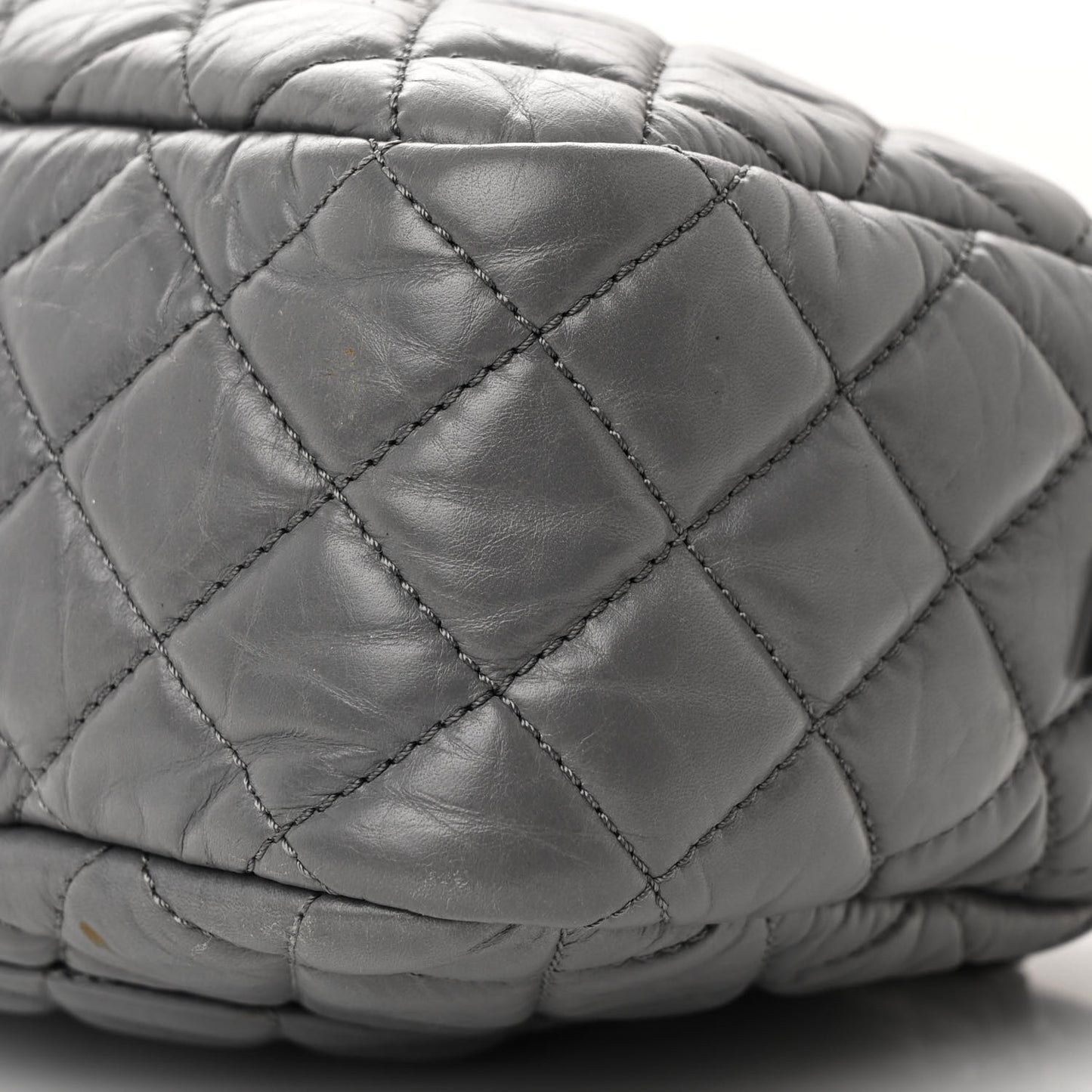 Aged Calfskin Quilted Medium Reissue Camera Case Grey
