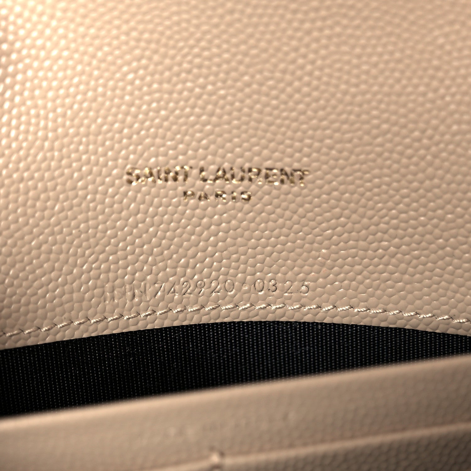 Saint Laurent Grain De Poudre Matelasse Chevron Monogram Envelope Chain Wallet Dark Beige 12 of 19