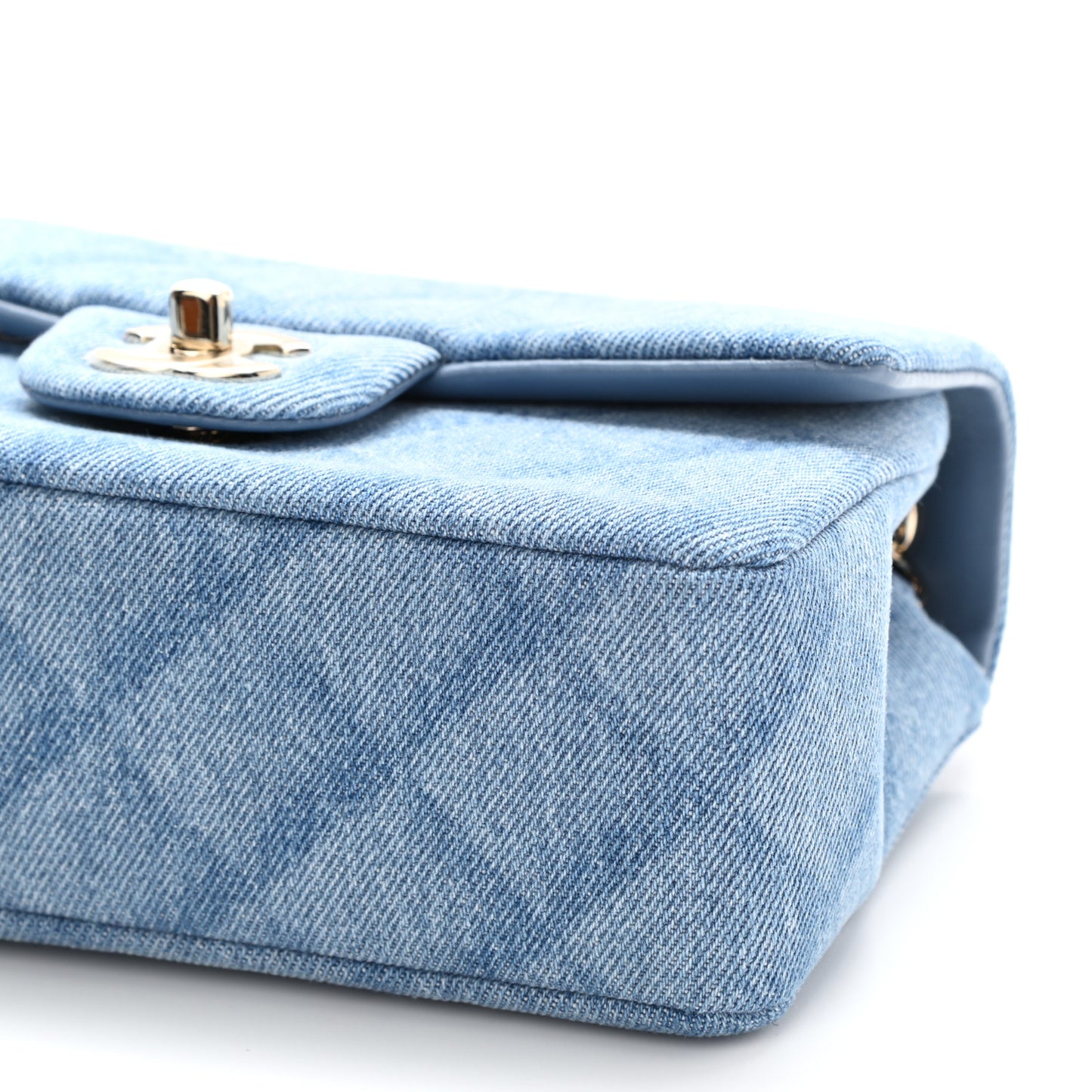 Denim Quilt Print Mini Rectangular Flap Light Blue