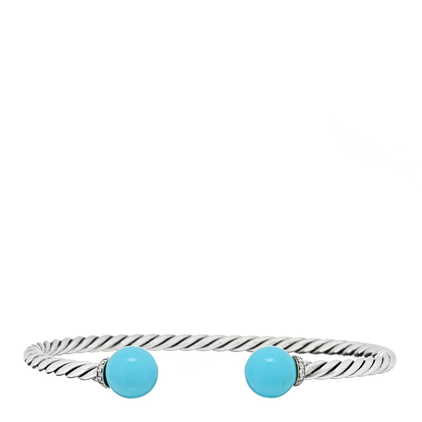 Sterling Silver Diamond Turquoise 9mm Solari Bracelet