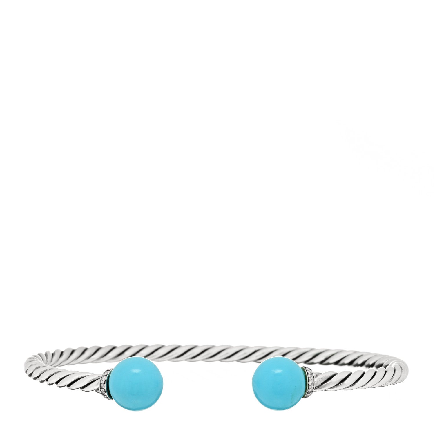 David Yurman Sterling Silver Diamond Turquoise 9mm Solari Bracelet 1 of 4