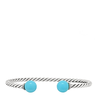 David Yurman Sterling Silver Diamond Turquoise 9mm Solari Bracelet 1 of 4