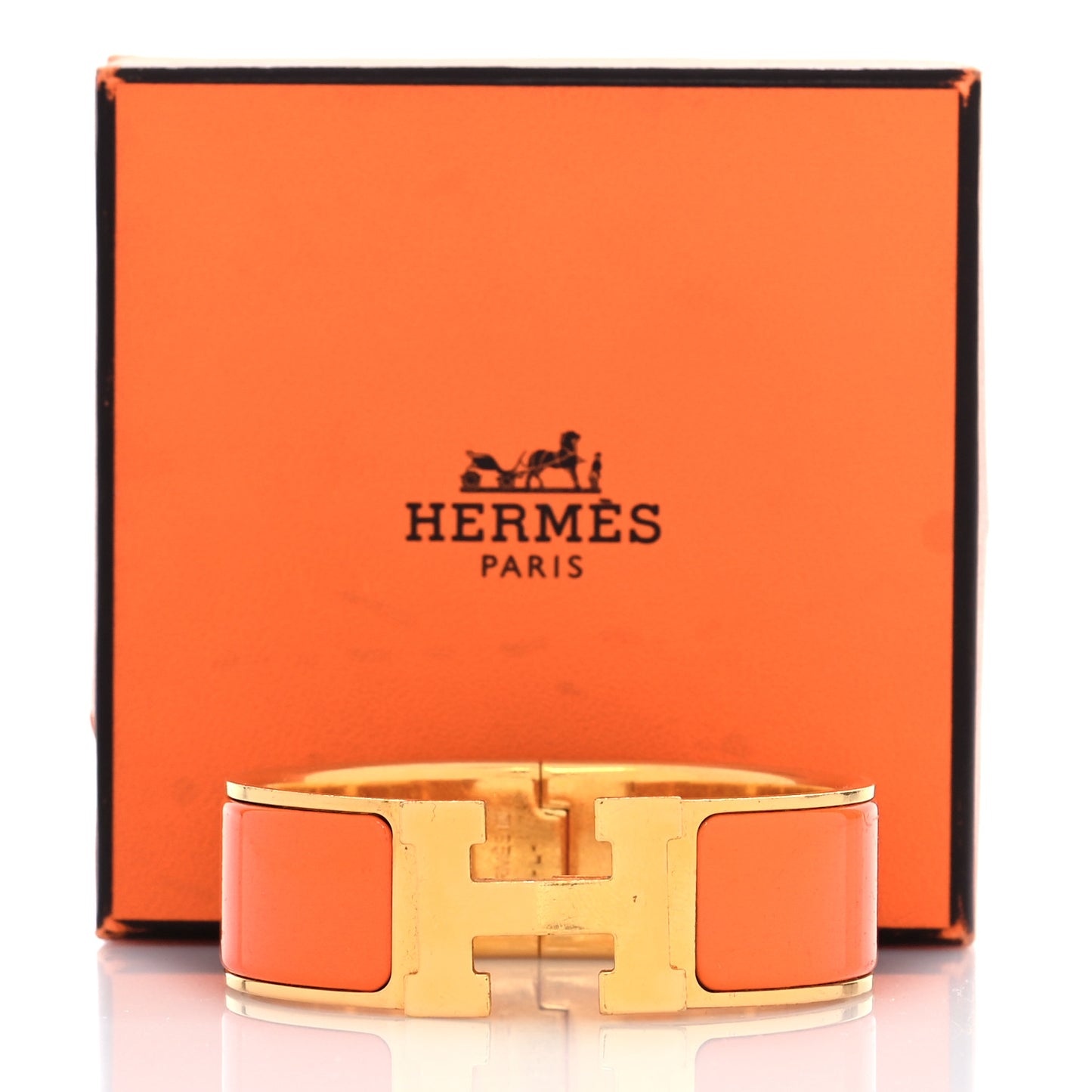 Enamel Wide Clic Clac H Bracelet GM Orange