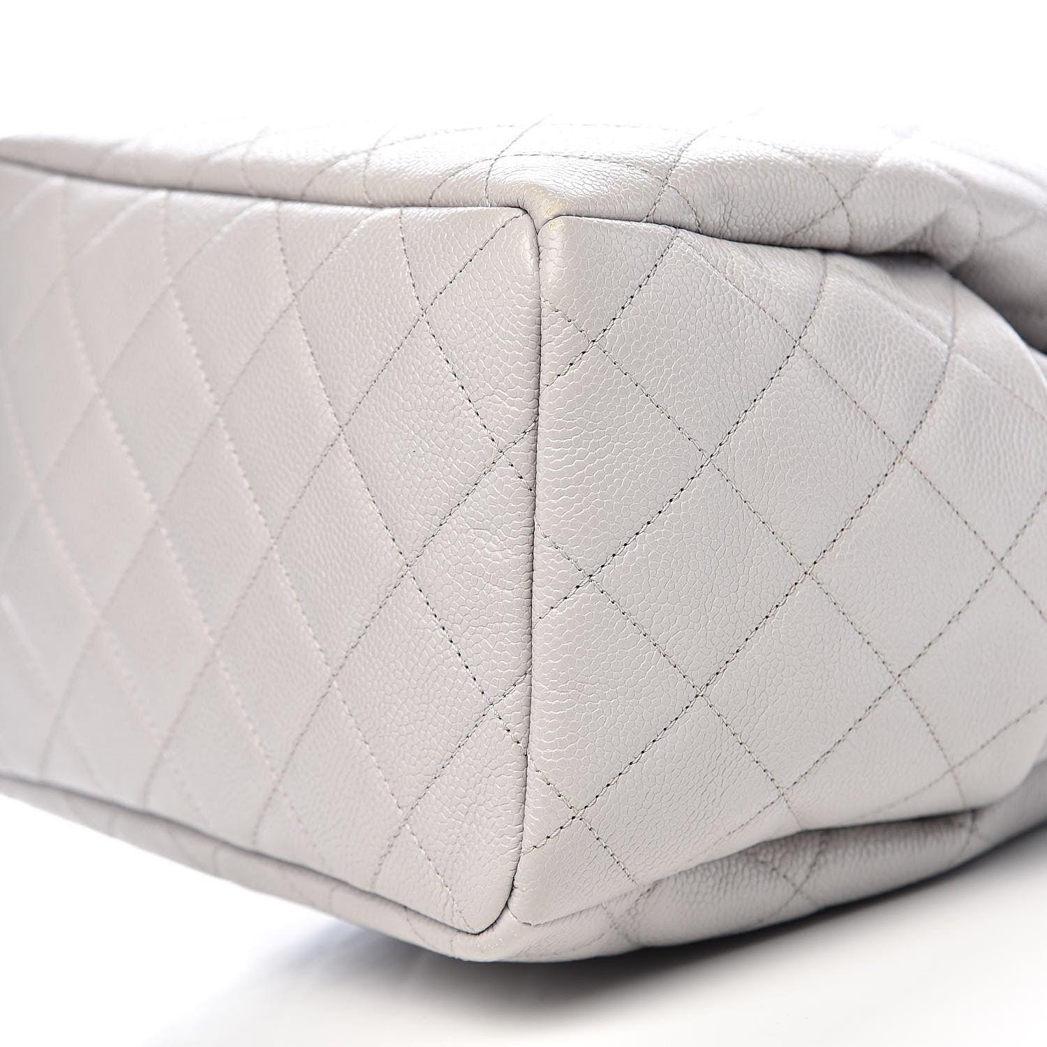 Chanel Grained Calfskin Quilted Medium CC Chain Bucket Drawstring Bag Light Grey 13 of 15