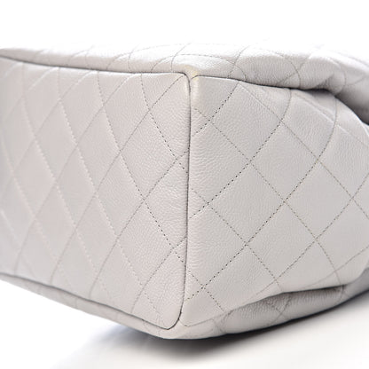 Chanel Grained Calfskin Quilted Medium CC Chain Bucket Drawstring Bag Light Grey 13 of 15