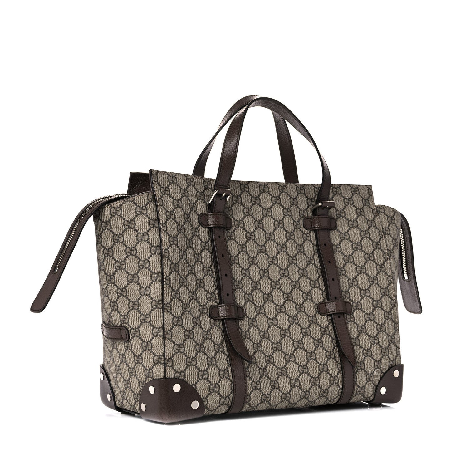 GG Supreme Monogram Textured Dollar Calfskin Medium Detail Tote Beige Ebony New Acero