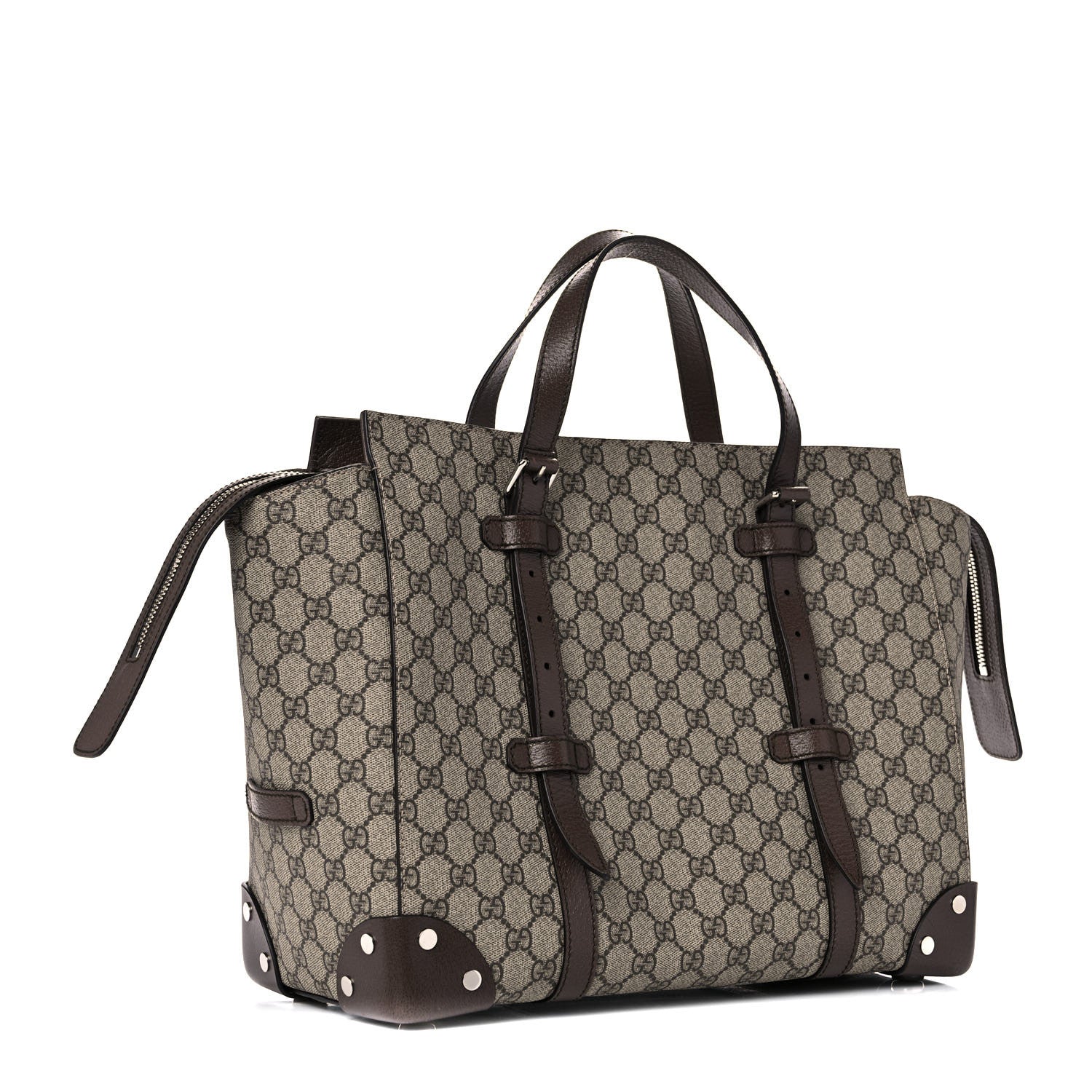Gucci GG Supreme Monogram Textured Dollar Calfskin Medium Detail Tote Beige Ebony New Acero 3 of 11