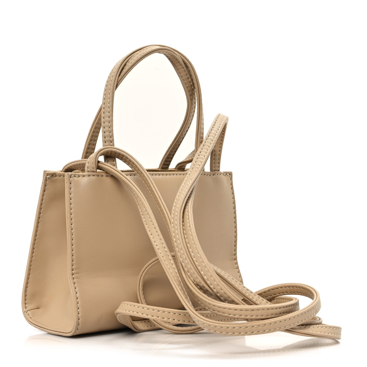 Vegan Leather Small Shopping Bag Cream