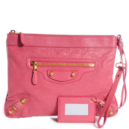 Balenciaga Agneau Giant 12 Gold Hardware Flat Handle Clutch Rose Bonbon 1 of 18