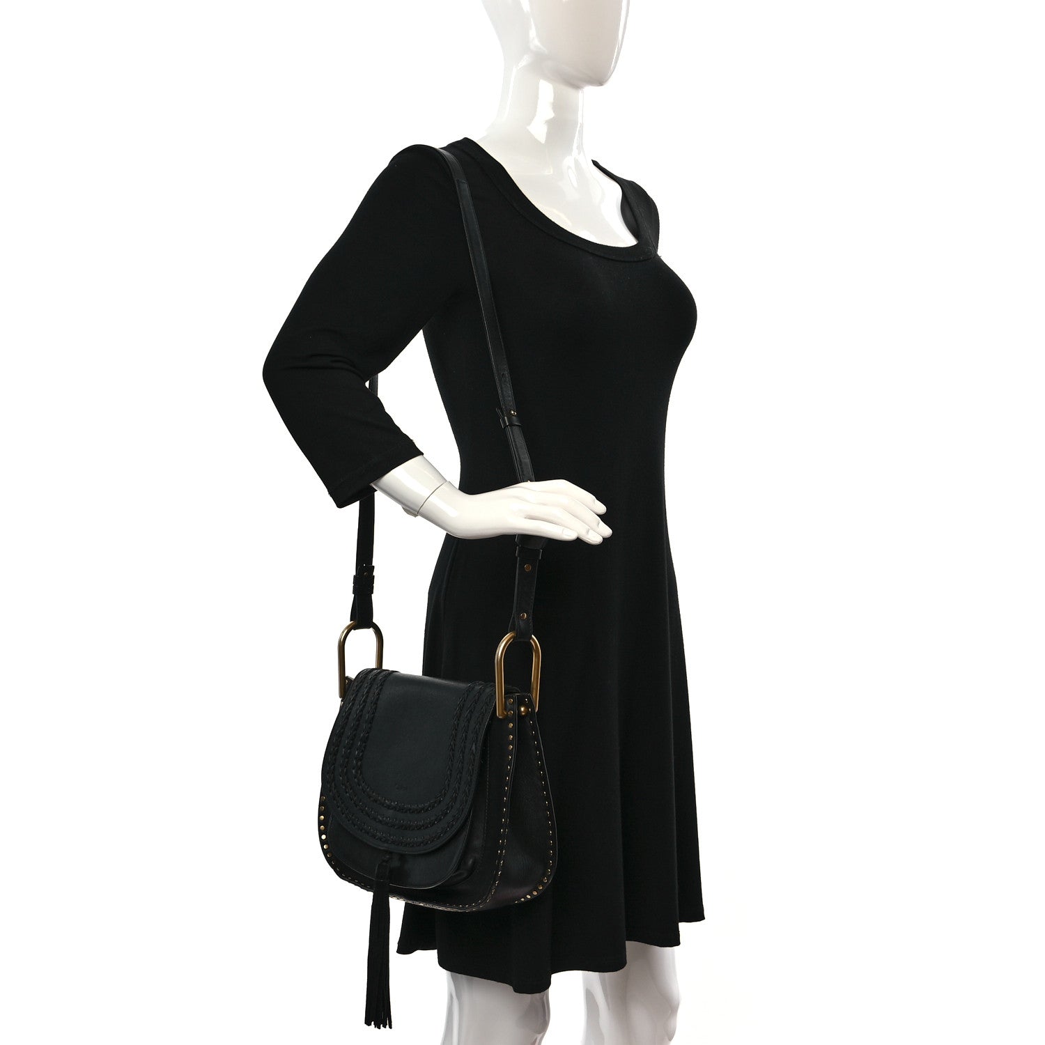 Chloe Calfskin Braided Medium Hudson Shoulder Bag Black 2 of 8