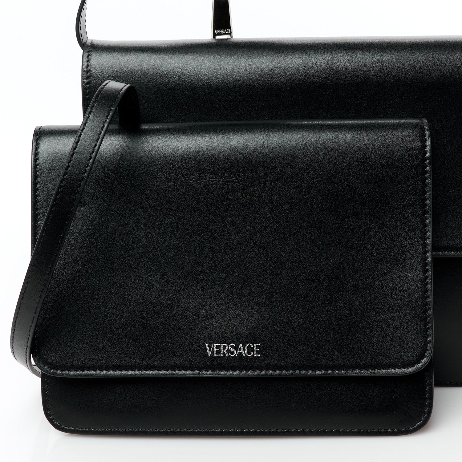 Versace Calfskin Cargo Modular Messenger Bag Black 16 of 22