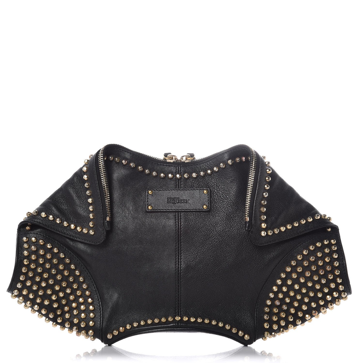 Alexander McQueen Calfskin Studded De Manta Clutch Black 1 of 8