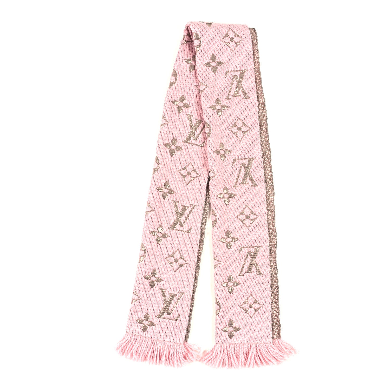 Louis Vuitton ロゴパターンスカーフ　大判 Louis Vuitton Wool Silk Logomania Shine Scarf Pink 1797361