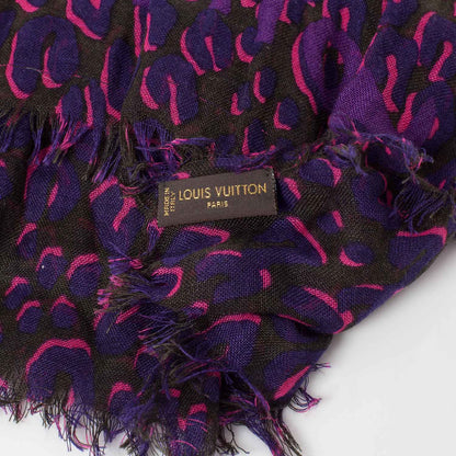 Louis Vuitton Cashmere Silk Leopard Stole Fuchsia 3 of 3