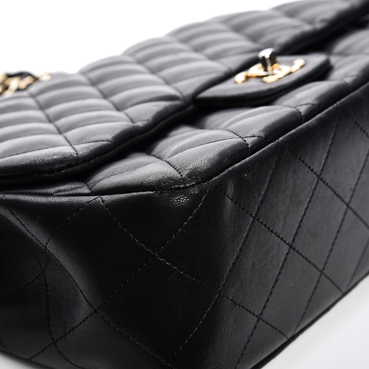 Lambskin Quilted Jumbo Single Flap Black