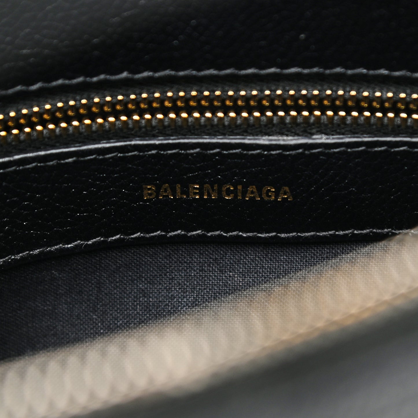 Grained Calfskin Logo S Ville Top Handle Bag Black White