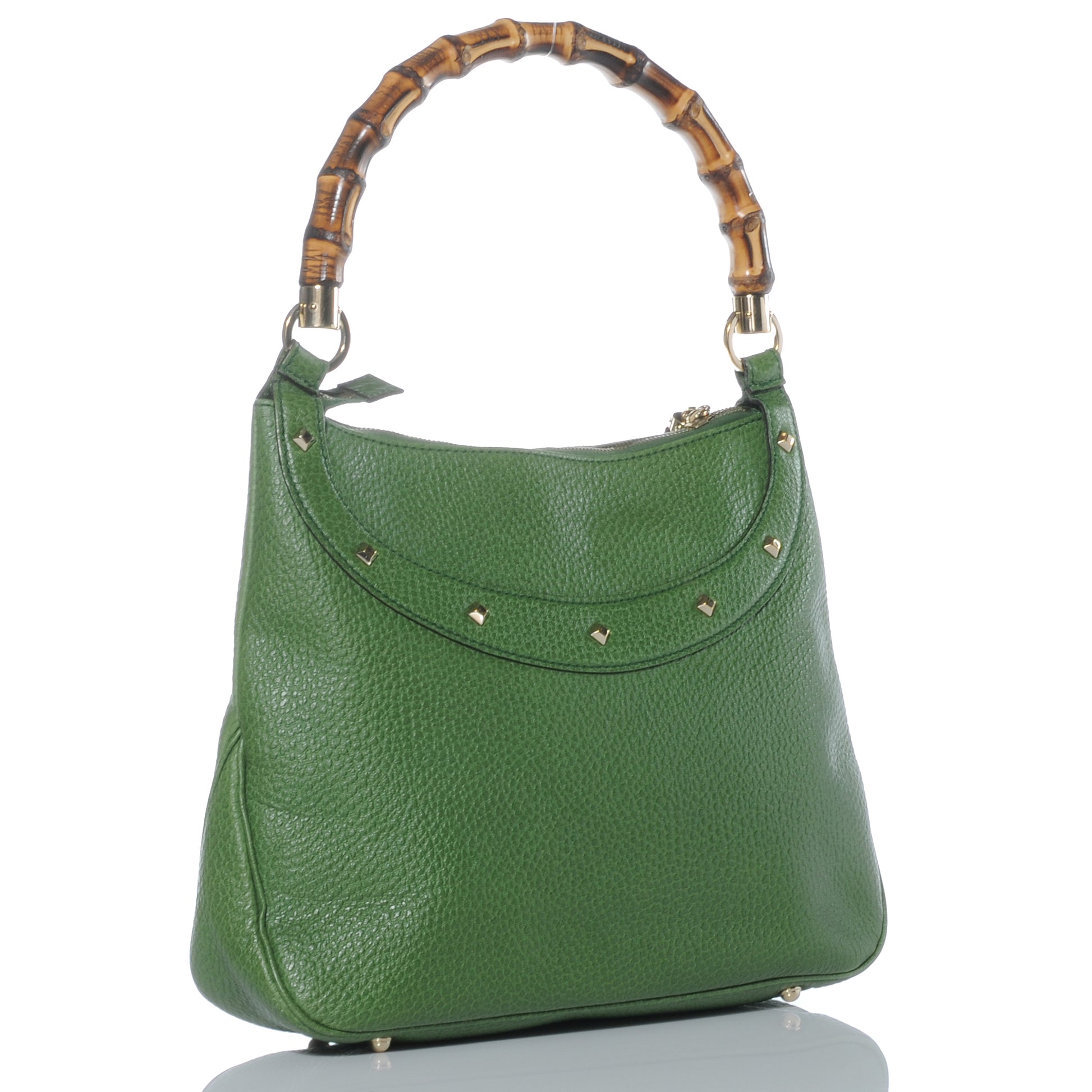 Gucci Leather Anita Bamboo Top Handle Bag Green 3 of 7