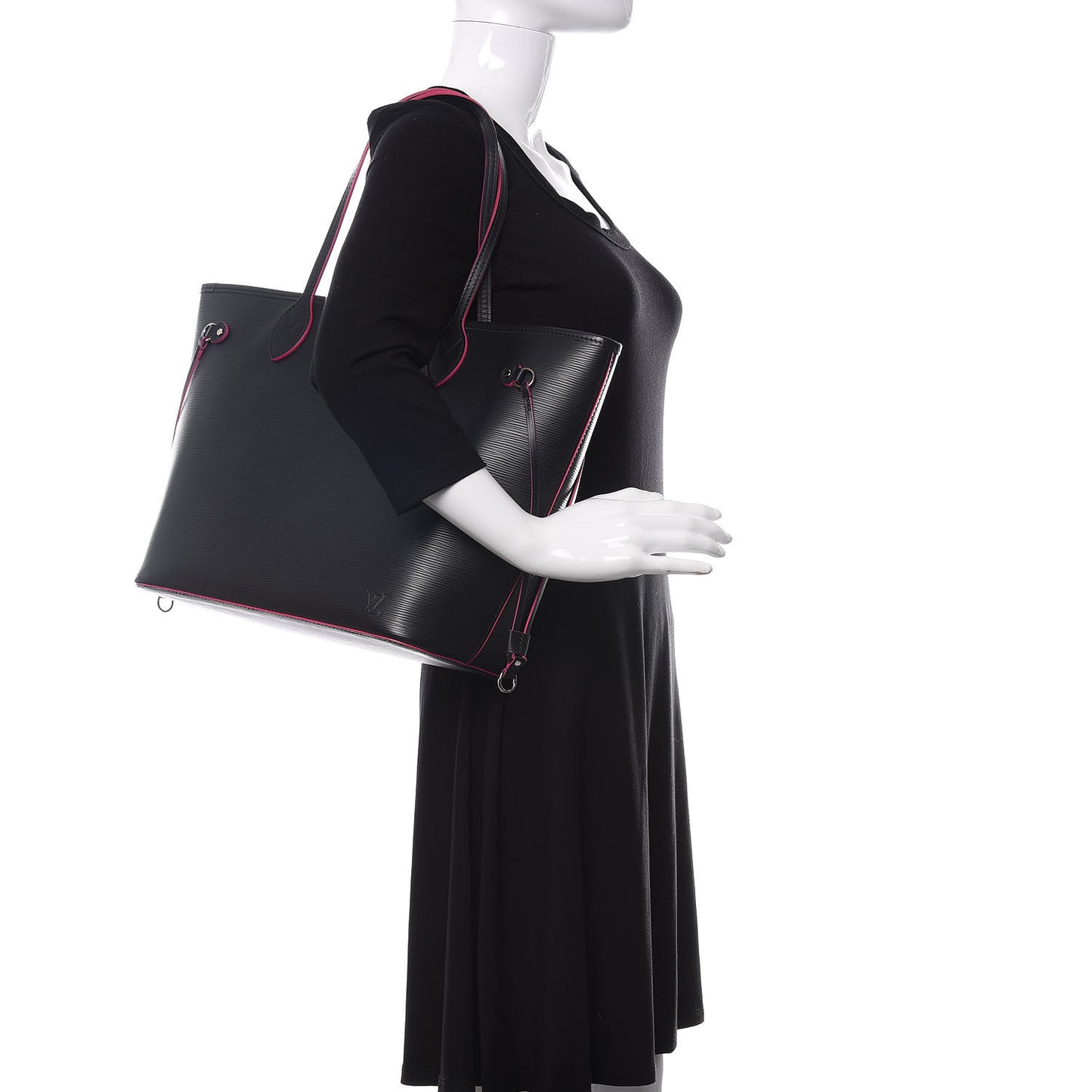 Epi Neverfull MM Black Hot Pink