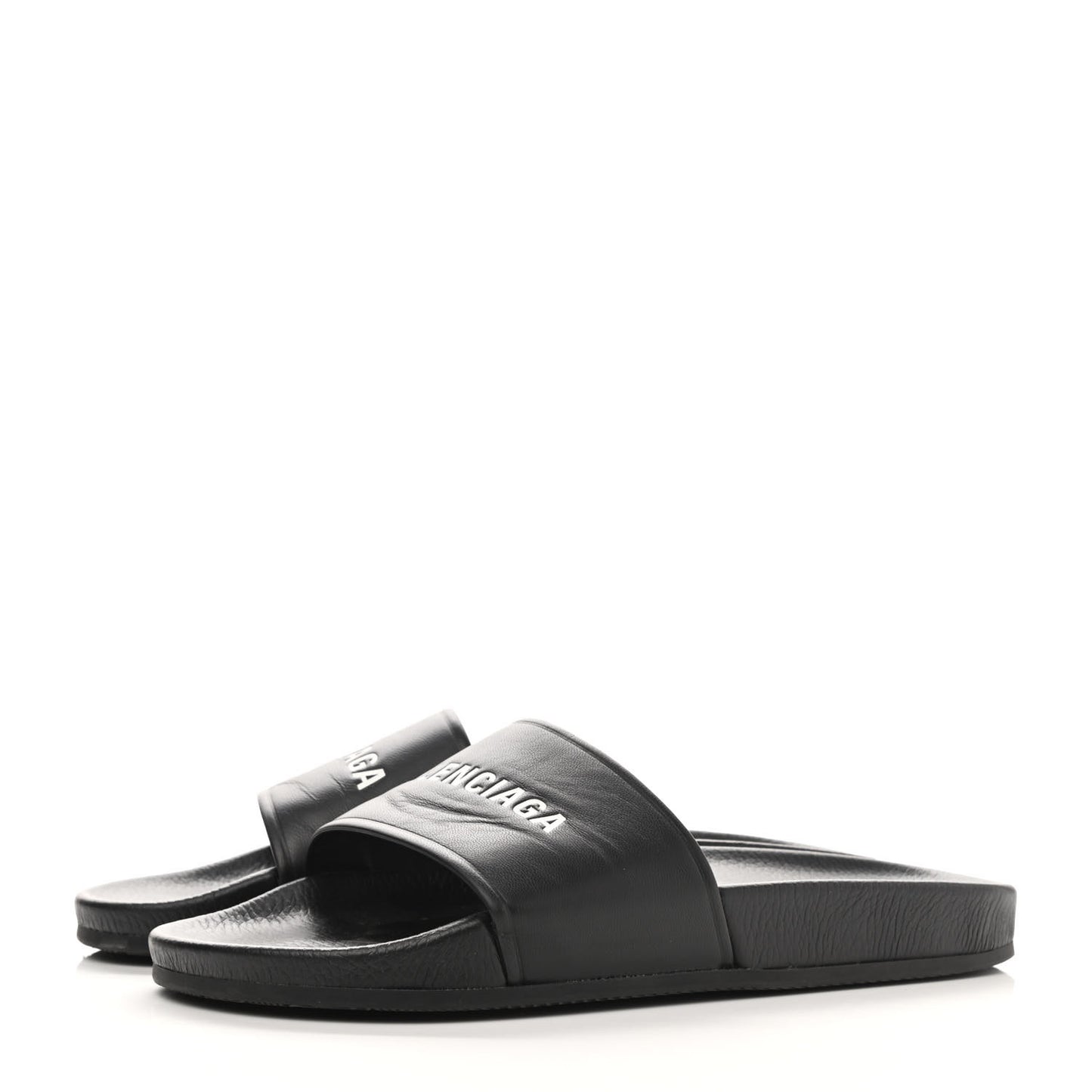 Nappa Logo Pool Slide Sandals 41 Black White