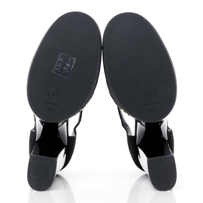 Chanel Patent Suede CC Platform Pumps 39.5 Black 5 of 10