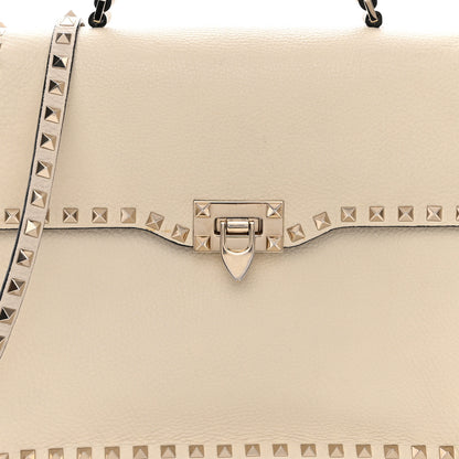 Valentino Garavani Grained Calfskin Rockstud Top Handle Flap Shoulder Bag Light Ivory 7 of 20