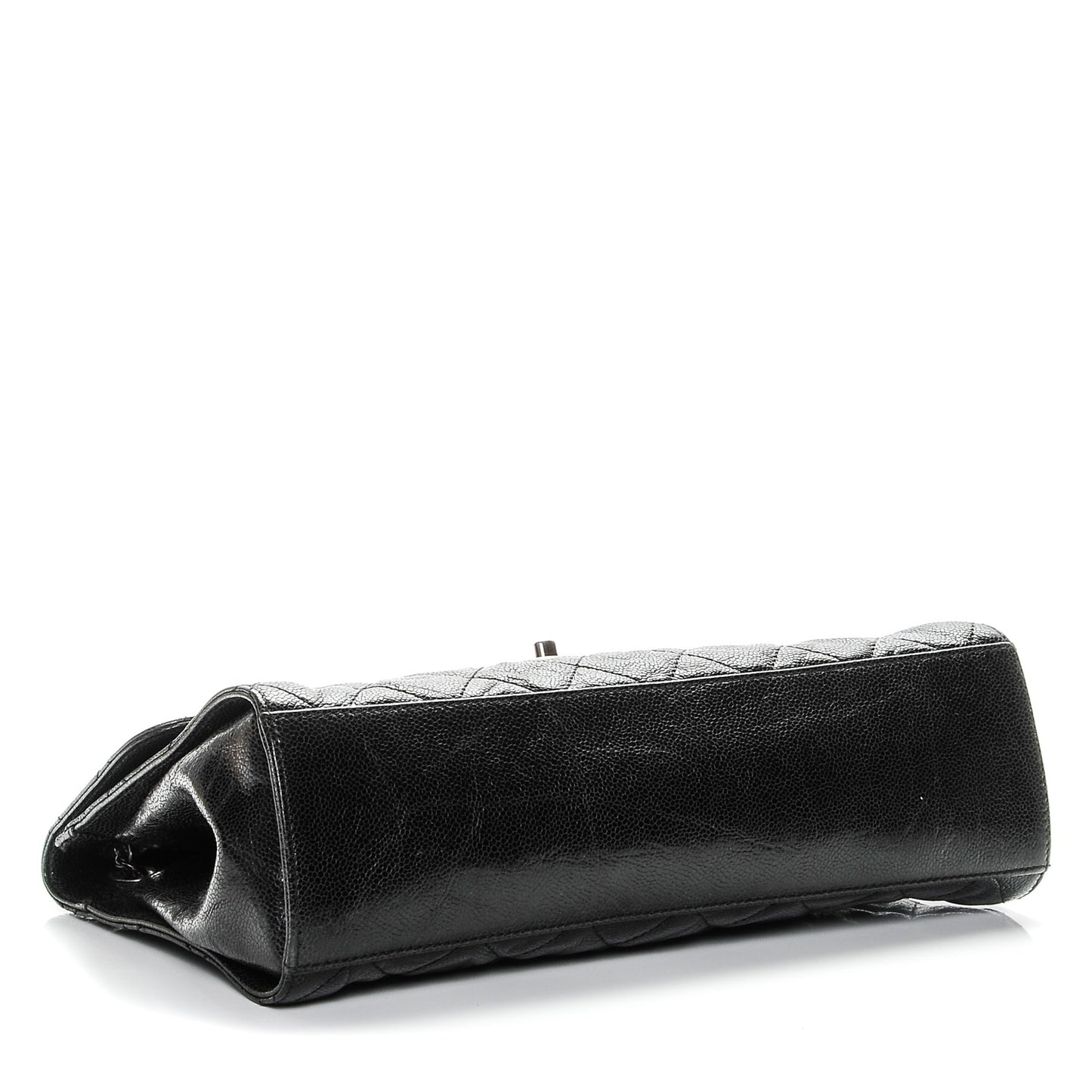 Crumpled Grained Calfskin Jumbo CC Crave Flap Black