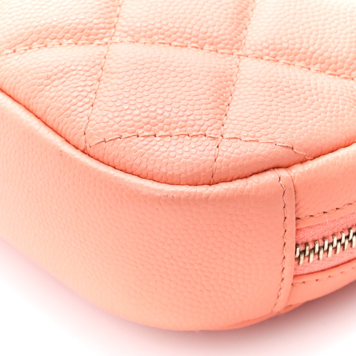 Chanel Caviar Quilted Small Curvy Pouch Cosmetic Case Light Orange 10 of 11