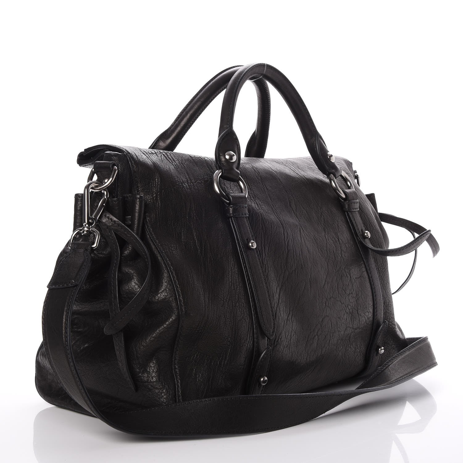 Miu Miu Nappa Monk Satchel Nero Black 3 of 7