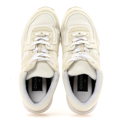 Chanel Suede Calfskin Fabric CC Sneakers 38.5 White 2 of 10