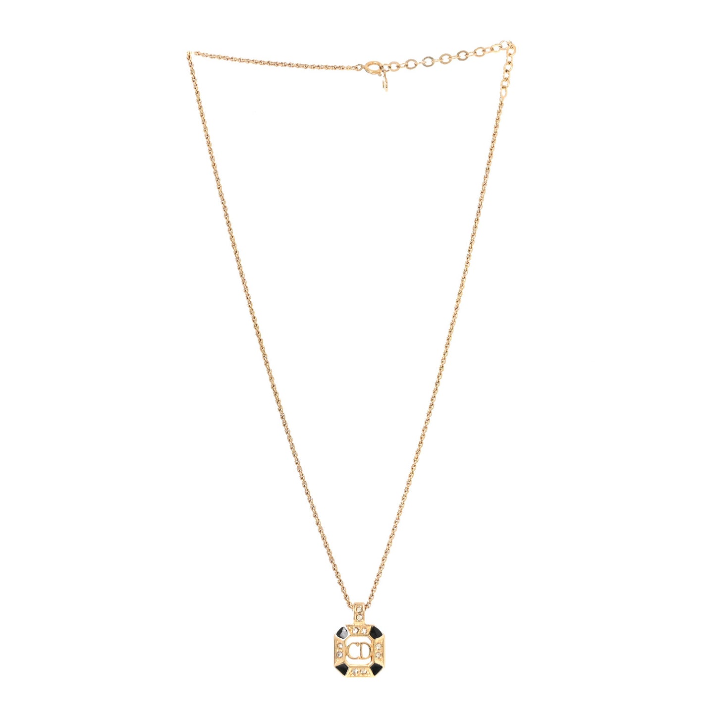 Metal Crystal CD Necklace Gold Black