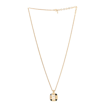 Christian Dior Metal Crystal CD Necklace Gold Black 3 of 4