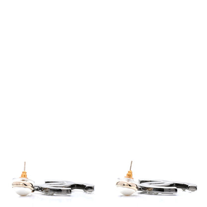 Chanel Crystal Baguette Pearl Bright Young Things CC Drop Earrings Silver 3 of 4