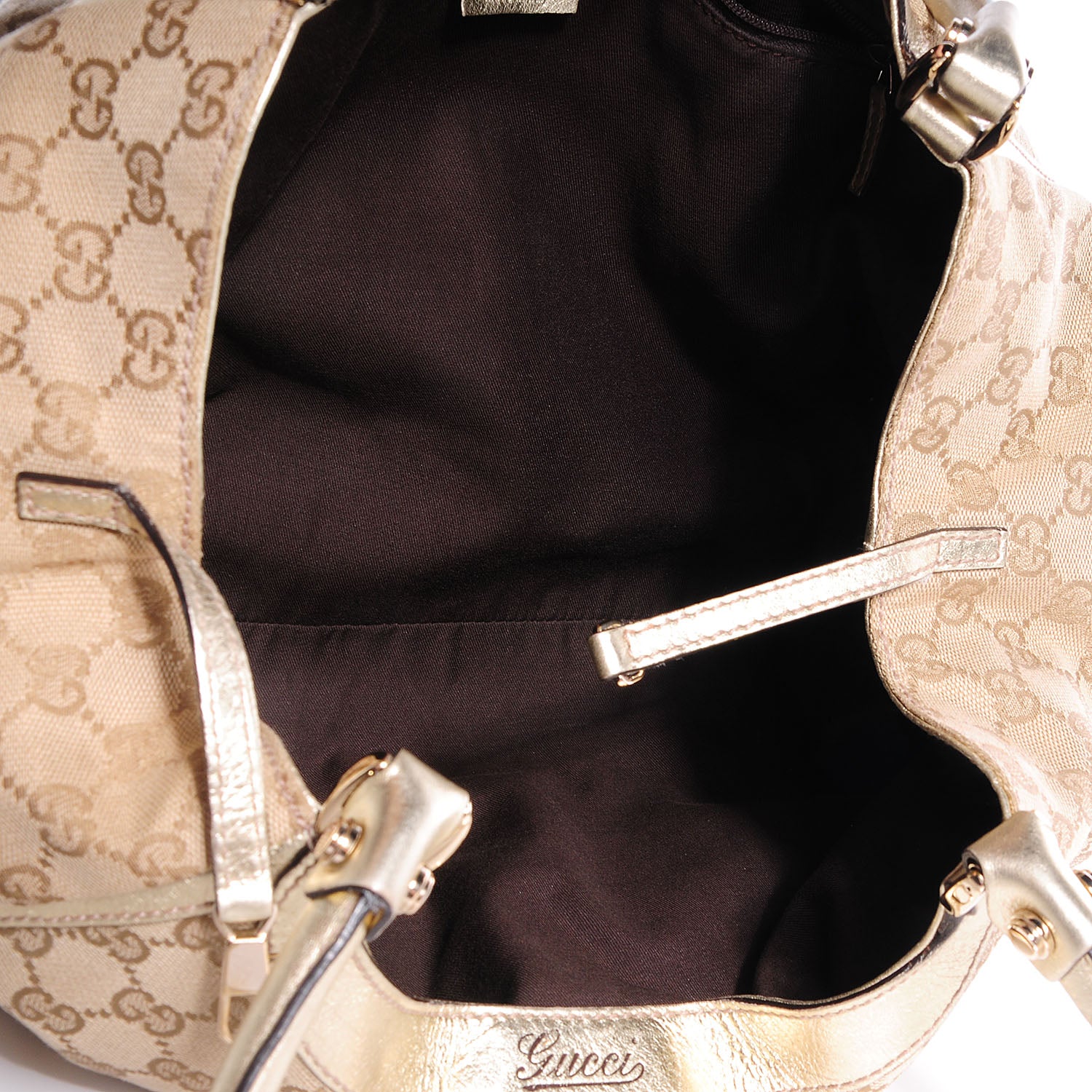 Gucci Monogram D Gold Large Shoulder Bag Metallic Gold 5 of 7