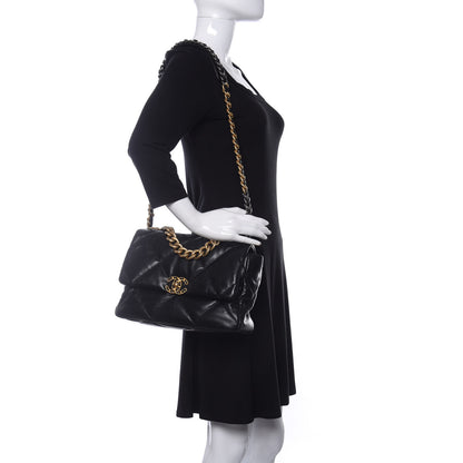 Chanel Shiny Goatskin Quilted Large Chanel 19 Flap Black 2 of 10