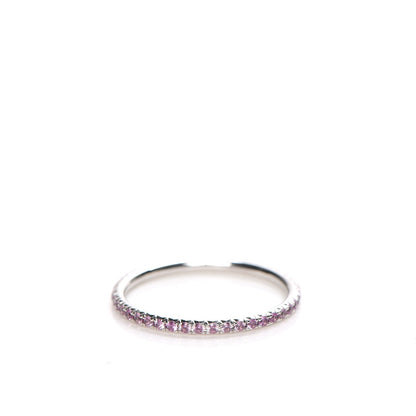 Tiffany 18K White Gold Pink Sapphire Metro Ring 6.5 3 of 5