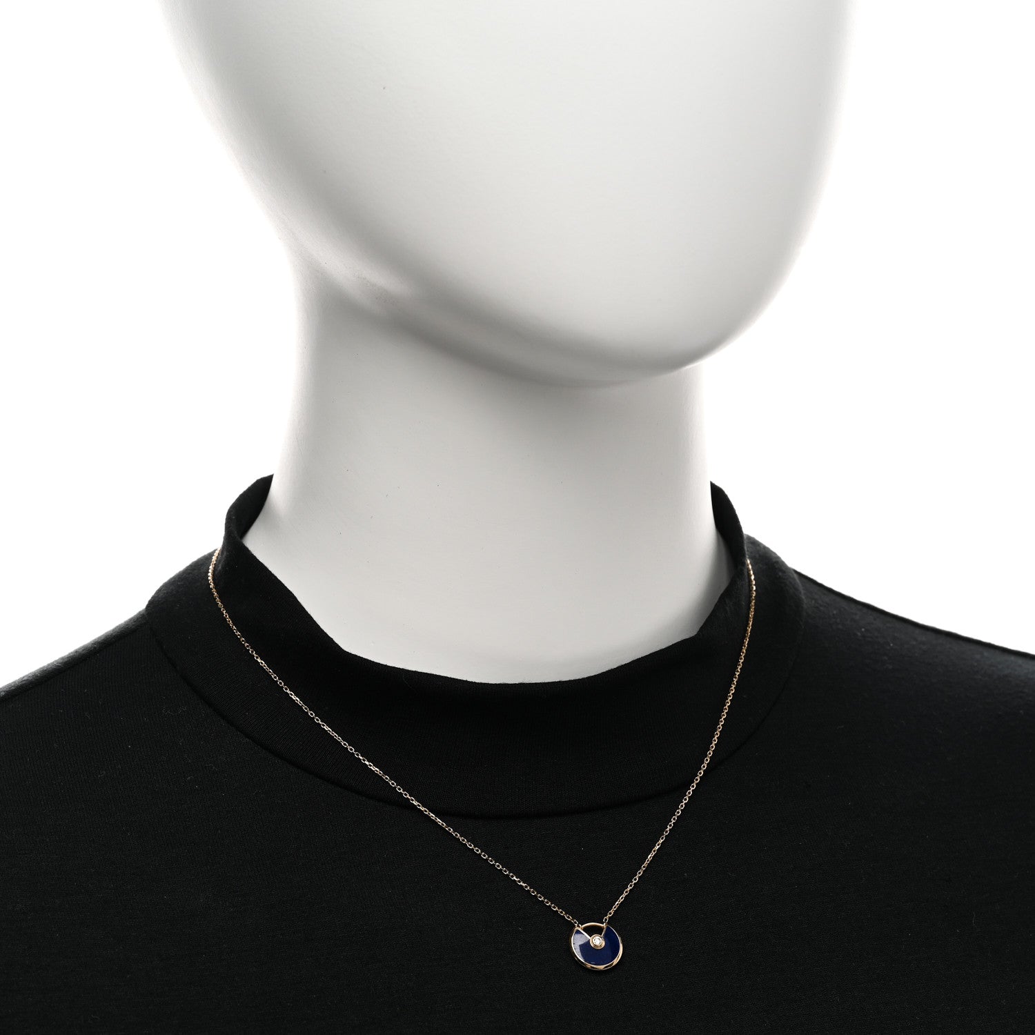 Cartier 18K Yellow Gold Diamond Lapis Lazuli XS Amulette de Cartier Pendant Necklace 2 of 4