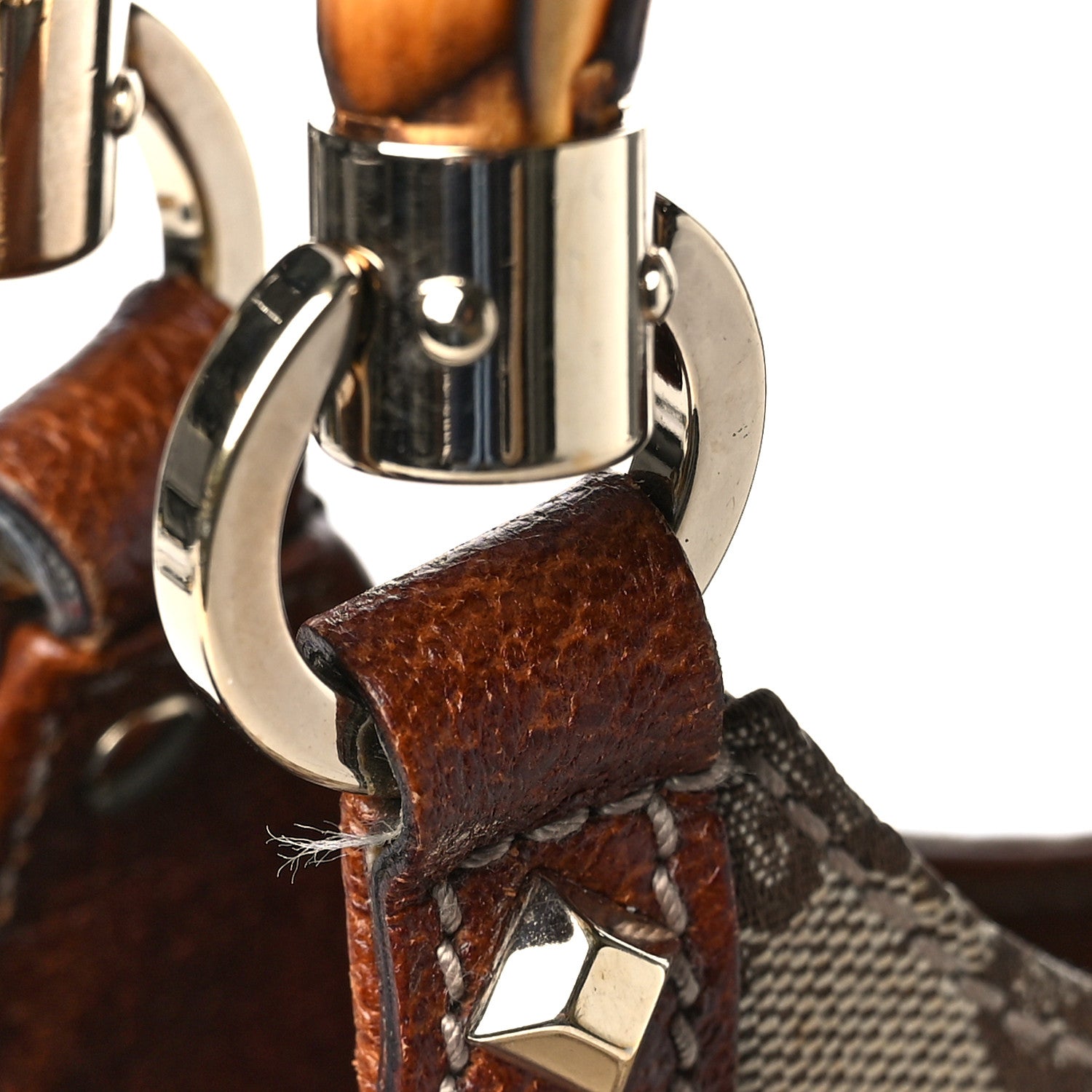 Gucci Monogram Bamboo Handle Bag Brown 13 of 14