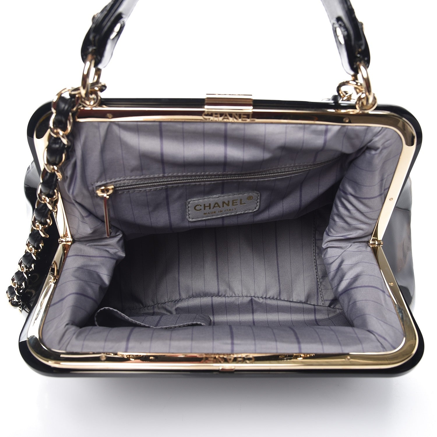 Chanel Glazed Calfskin Quilted Small Mademoiselle Frame Bag Black 5 of 7
