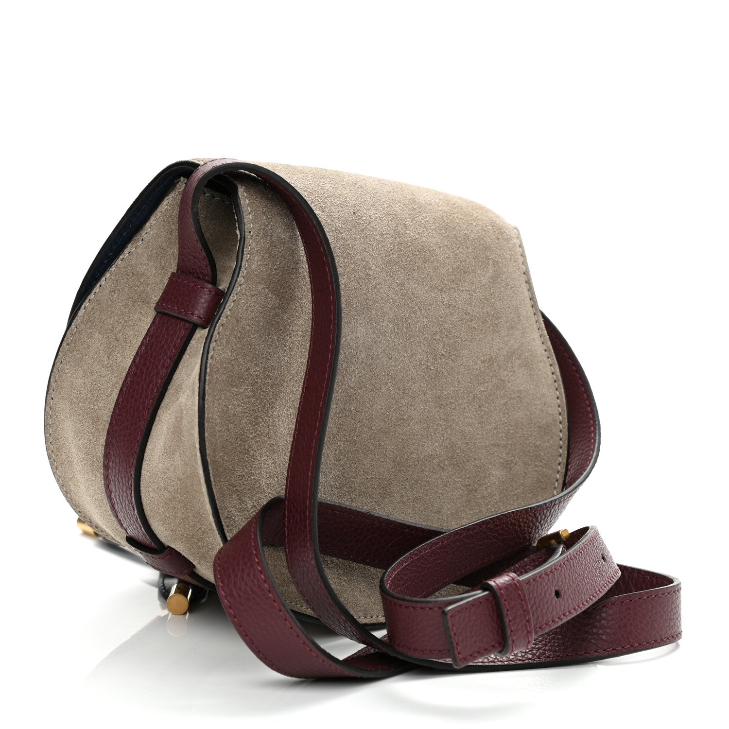 Chloe Suede Calfskin Mini Marcie Round Crossbody Bag Motty Grey Multicolor 3 of 11
