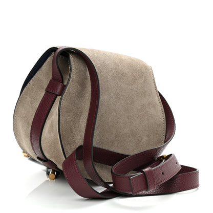 Chloe Suede Calfskin Mini Marcie Round Crossbody Bag Motty Grey Multicolor 3 of 11